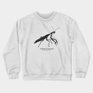 Praying Mantis with Common and Latin Names - on white Crewneck Sweatshirt